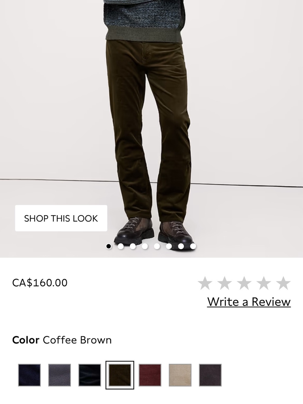 Banana Republic Men's Coffee Brown Corduroy Pants